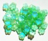 50 3x8mm Transparent Matte Light Green AB Cupped Flower Beads